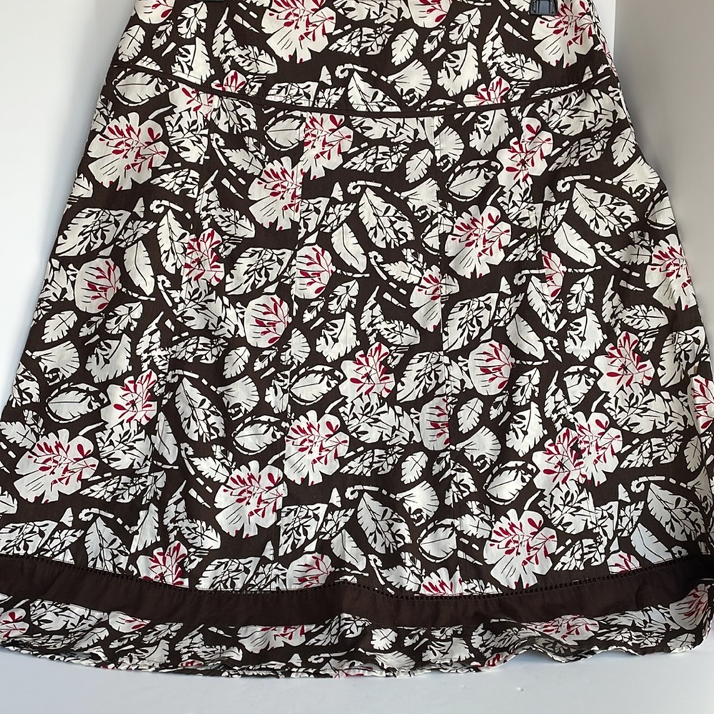 RQT A-Line 100% cotton wide waistband gored unlined skirt size 12